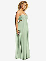 Side View Thumbnail - Celadon Strapless Empire Waist Cutout Maxi Dress with Covered Button Detail
