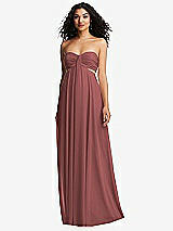 Alt View 2 Thumbnail - English Rose Strapless Empire Waist Cutout Maxi Dress with Covered Button Detail