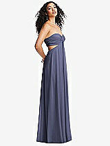 Alt View 1 Thumbnail - French Blue Strapless Empire Waist Cutout Maxi Dress with Covered Button Detail