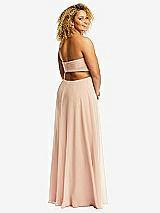 Alt View 3 Thumbnail - French Blue Strapless Empire Waist Cutout Maxi Dress with Covered Button Detail