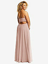 Rear View Thumbnail - Toasted Sugar Strapless Empire Waist Cutout Maxi Dress with Covered Button Detail