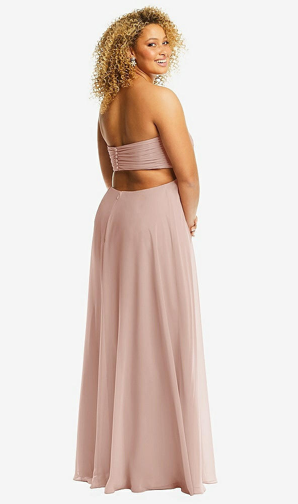 Back View - Toasted Sugar Strapless Empire Waist Cutout Maxi Dress with Covered Button Detail