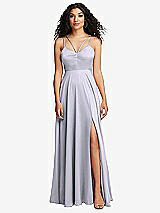 Front View Thumbnail - Silver Dove Dual Strap V-Neck Lace-Up Open-Back Maxi Dress