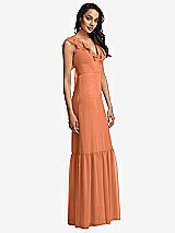 Side View Thumbnail - Sweet Melon Tiered Ruffle Plunge Neck Open-Back Maxi Dress with Deep Ruffle Skirt