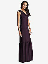 Side View Thumbnail - Aubergine Tiered Ruffle Plunge Neck Open-Back Maxi Dress with Deep Ruffle Skirt