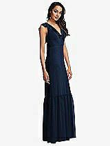 Side View Thumbnail - Midnight Navy Tiered Ruffle Plunge Neck Open-Back Maxi Dress with Deep Ruffle Skirt
