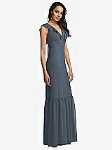 Side View Thumbnail - Silverstone Tiered Ruffle Plunge Neck Open-Back Maxi Dress with Deep Ruffle Skirt