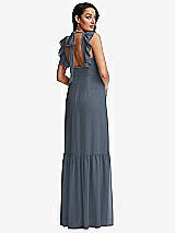 Rear View Thumbnail - Silverstone Tiered Ruffle Plunge Neck Open-Back Maxi Dress with Deep Ruffle Skirt