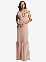 Front View Thumbnail - Toasted Sugar Tiered Ruffle Plunge Neck Open-Back Maxi Dress with Deep Ruffle Skirt