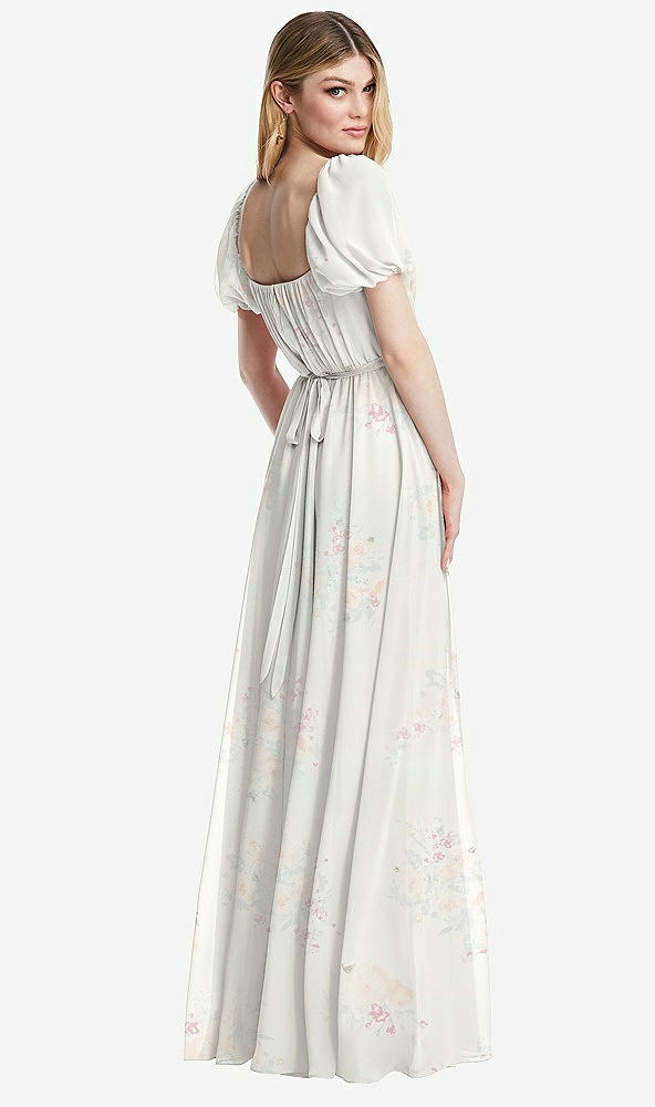 Back View - Spring Fling Regency Empire Waist Puff Sleeve Chiffon Maxi Dress