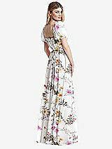 Rear View Thumbnail - Butterfly Botanica Ivory Regency Empire Waist Puff Sleeve Chiffon Maxi Dress