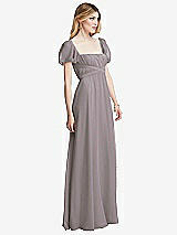 Side View Thumbnail - Cashmere Gray Regency Empire Waist Puff Sleeve Chiffon Maxi Dress