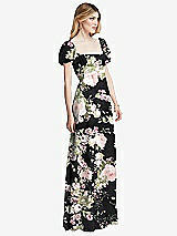 Side View Thumbnail - Noir Garden Regency Empire Waist Puff Sleeve Chiffon Maxi Dress
