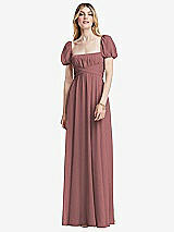 Front View Thumbnail - Rosewood Regency Empire Waist Puff Sleeve Chiffon Maxi Dress