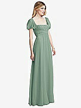 Side View Thumbnail - Seagrass Regency Empire Waist Puff Sleeve Chiffon Maxi Dress