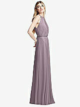 Side View Thumbnail - Lilac Dusk Illusion Back Halter Maxi Dress with Covered Button Detail