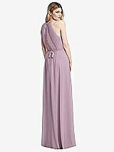 Rear View Thumbnail - Suede Rose Illusion Back Halter Maxi Dress with Covered Button Detail