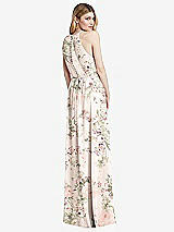 Rear View Thumbnail - Blush Garden Illusion Back Halter Maxi Dress with Covered Button Detail