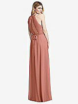 Rear View Thumbnail - Desert Rose Illusion Back Halter Maxi Dress with Covered Button Detail