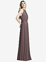 Side View Thumbnail - French Truffle Illusion Back Halter Maxi Dress with Covered Button Detail