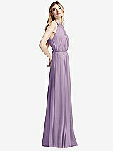 Side View Thumbnail - Pale Purple Illusion Back Halter Maxi Dress with Covered Button Detail