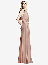 Side View Thumbnail - Toasted Sugar Illusion Back Halter Maxi Dress with Covered Button Detail