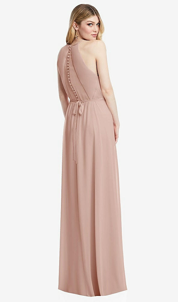 Back View - Toasted Sugar Illusion Back Halter Maxi Dress with Covered Button Detail