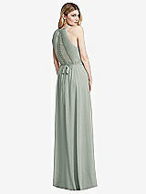 Rear View Thumbnail - Willow Green Illusion Back Halter Maxi Dress with Covered Button Detail