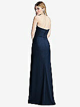 Alt View 3 Thumbnail - Midnight Navy Strapless Pleated Faux Wrap Trumpet Gown with Front Slit