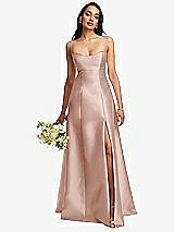 Alt View 1 Thumbnail - Toasted Sugar Open Neckline Cutout Satin Twill A-Line Gown with Pockets