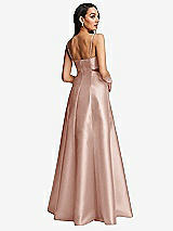Rear View Thumbnail - Toasted Sugar Open Neckline Cutout Satin Twill A-Line Gown with Pockets