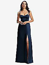 Alt View 1 Thumbnail - Midnight Navy Bustier A-Line Maxi Dress with Adjustable Spaghetti Straps