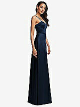 Side View Thumbnail - Midnight Navy Bustier A-Line Maxi Dress with Adjustable Spaghetti Straps
