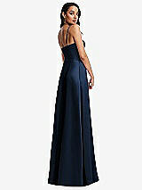 Rear View Thumbnail - Midnight Navy Bustier A-Line Maxi Dress with Adjustable Spaghetti Straps
