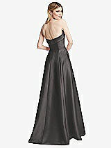 Rear View Thumbnail - Caviar Gray Strapless Bias Cuff Bodice Satin Gown with Pockets