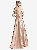 Rear View Thumbnail - Cameo Strapless Bias Cuff Bodice Satin Gown with Pockets
