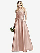 Alt View 1 Thumbnail - Toasted Sugar Strapless Bias Cuff Bodice Satin Gown with Pockets