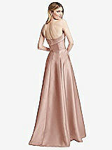 Rear View Thumbnail - Toasted Sugar Strapless Bias Cuff Bodice Satin Gown with Pockets