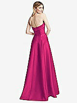 Rear View Thumbnail - Think Pink Strapless Bias Cuff Bodice Satin Gown with Pockets