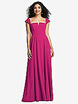 Alt View 1 Thumbnail - Think Pink Off-the-Shoulder Pleated Cap Sleeve A-line Maxi Dress