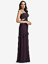 Side View Thumbnail - Aubergine Ruffle-Trimmed Cutout Tie-Back Maxi Dress with Tiered Skirt