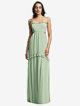 Front View Thumbnail - Celadon Ruffle-Trimmed Cutout Tie-Back Maxi Dress with Tiered Skirt