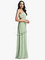 Side View Thumbnail - Celadon Ruffle-Trimmed Cutout Tie-Back Maxi Dress with Tiered Skirt