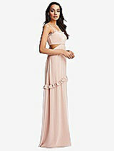 Side View Thumbnail - French Blue Ruffle-Trimmed Cutout Tie-Back Maxi Dress with Tiered Skirt