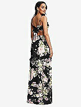 Rear View Thumbnail - Noir Garden Ruffle-Trimmed Cutout Tie-Back Maxi Dress with Tiered Skirt