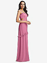 Side View Thumbnail - Orchid Pink Ruffle-Trimmed Cutout Tie-Back Maxi Dress with Tiered Skirt