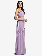 Side View Thumbnail - Pale Purple Ruffle-Trimmed Cutout Tie-Back Maxi Dress with Tiered Skirt