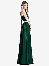 Side View Thumbnail - Hunter Green Halter Cross-Strap Gathered Tie-Back Cutout Maxi Dress
