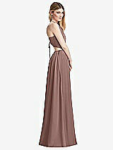 Side View Thumbnail - Sienna Halter Cross-Strap Gathered Tie-Back Cutout Maxi Dress