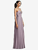 Side View Thumbnail - Lilac Dusk Plunging V-Neck Criss Cross Strap Back Maxi Dress